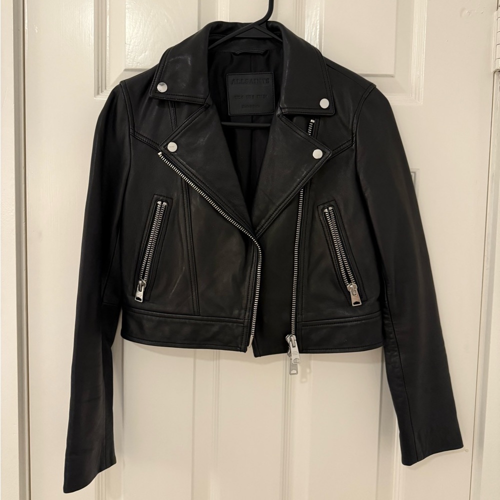 All Saints Black Leather Moto Jacket